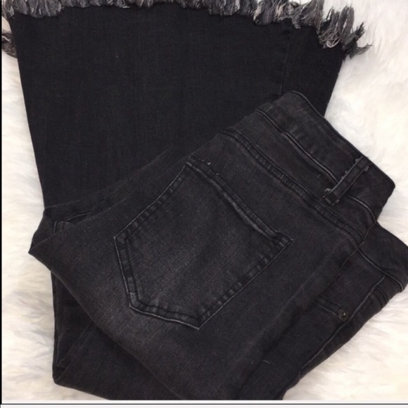 Charcoal Ultra Flare Denim Distressed Jeans - Picture 6 of 8